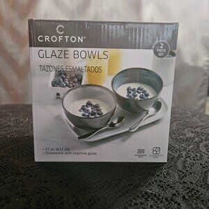 NIB Crofton Glaze Bowls (Set of 2) - Blue & White Interiors
